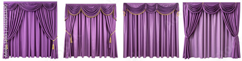 Purple Curtains with Swags and Tassels Transparent background