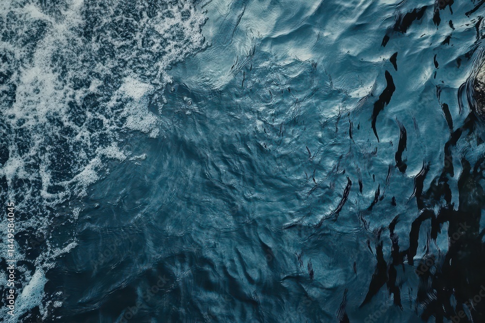 Obraz premium Close-up view of textured deep blue water surface.