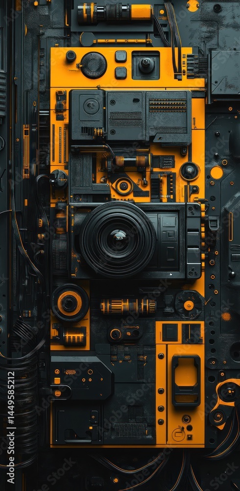 Futuristic camera, intricate design, dark background, tech concept Futuristic camera, intricate design, dark background, tech concept