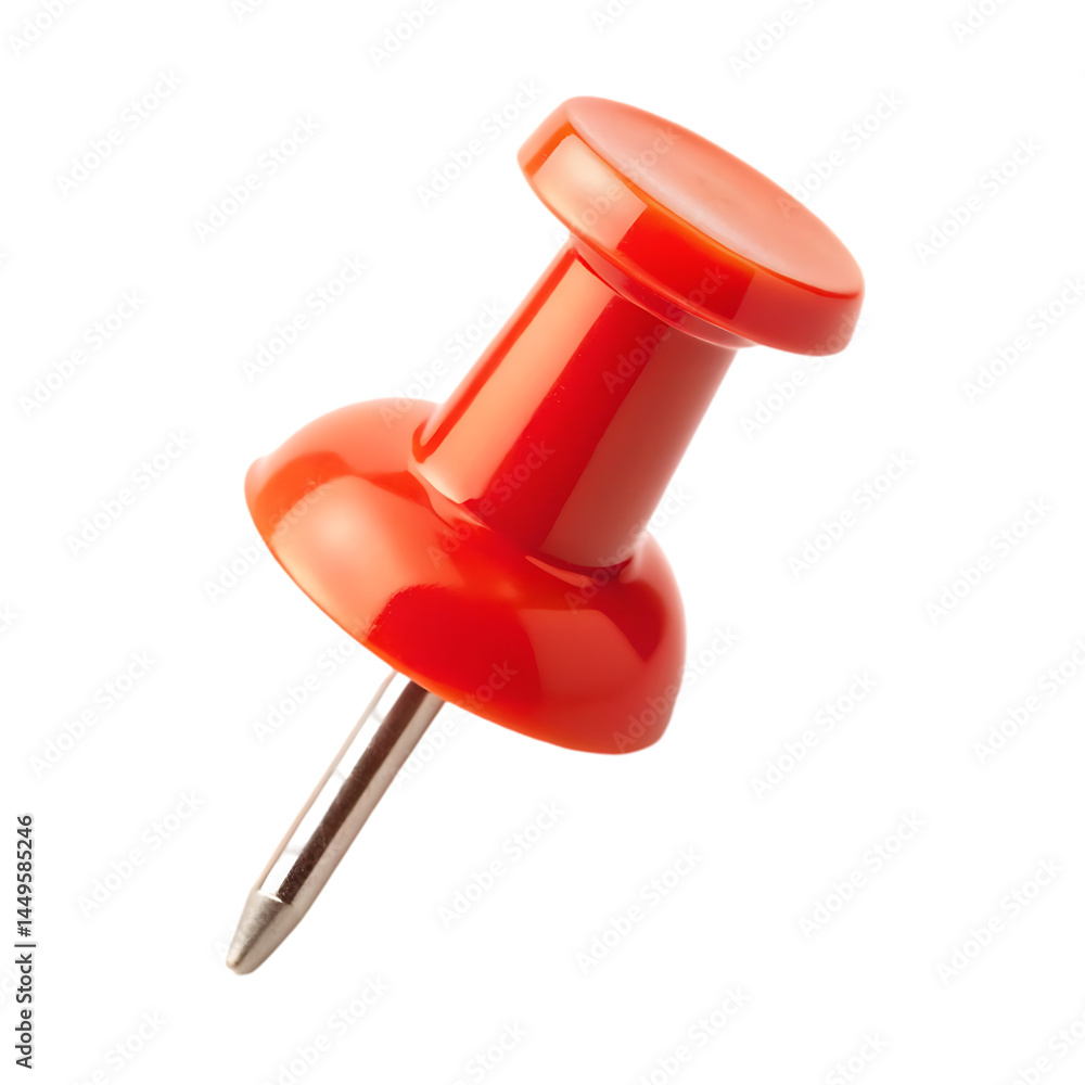 Red Push Pin: Close-up Photo of a Plastic Thumbtack Red Push Pin: Close-up Photo of a Plastic Thumbtack