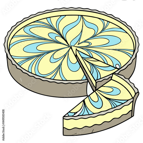 Marbled Blue Lemon Tart with Sweet and Tangy Flavor – Transparent Background. Perfect for: Elegant dessert table, wedding tea party, gourmet event