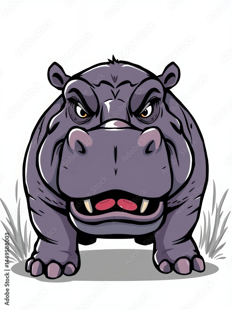 Obraz premium an image of a cartoon hippo with a big smile, there is a cartoon hippo with a very big smile on his face