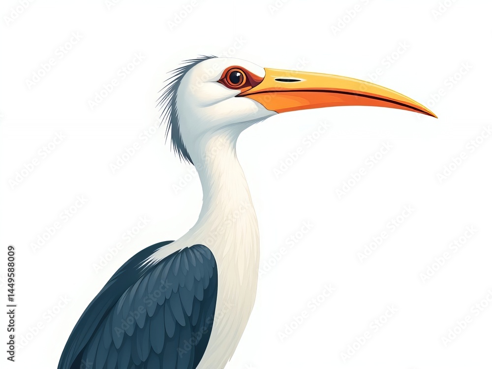 Fototapeta premium an image of a bird with a long beak and a long bill, there is a bird with a long beak standing on a white surface