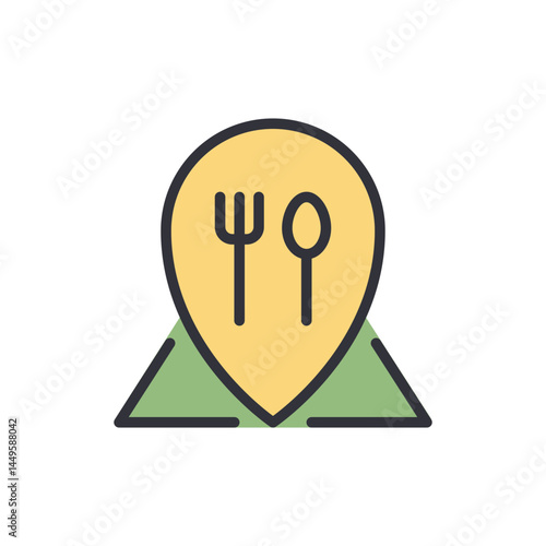 Food location colored icons, minimalist vector illustration ,simple transparent graphic element .Isolated on white background