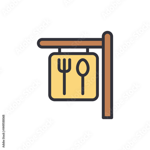 Food signboard colored icons, minimalist vector illustration ,simple transparent graphic element .Isolated on white background
