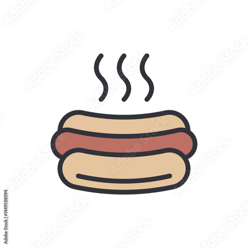 Hotdog colored icons, minimalist vector illustration ,simple transparent graphic element .Isolated on white background