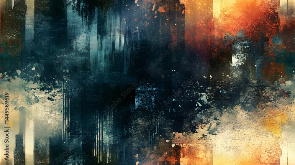 Abstract design with blended, textured color patterns. Abstract design with blended, textured color patterns.