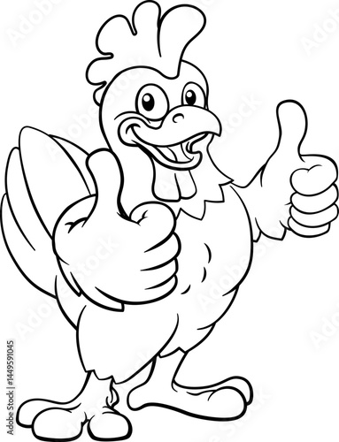 A chicken cartoon rooster cockerel bird mascot giving a thumbs up