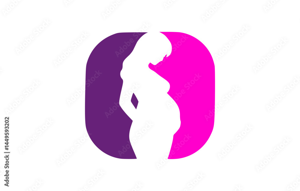 Elegant Pregnant Woman Silhouette in Abstract Frame Elegant Pregnant Woman Silhouette in Abstract Frame