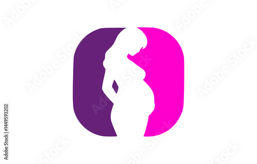 Elegant Pregnant Woman Silhouette in Abstract Frame