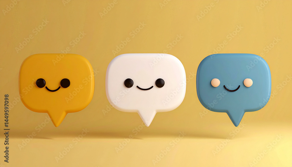 Fototapeta premium Playful chat bubbles illustrating communication digital space graphic design minimalist style whimsical viewpoint