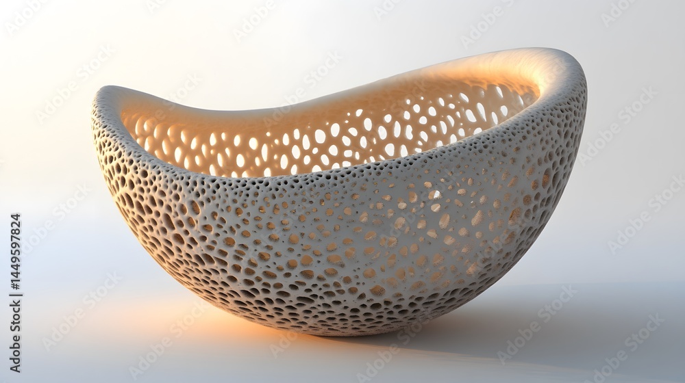 Fototapeta premium Abstract Porous Bowl 3D Render Organic Design
