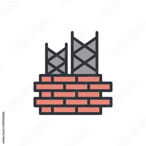 Wall foundation colored icons, minimalist vector illustration ,simple transparent graphic element .Isolated on white background