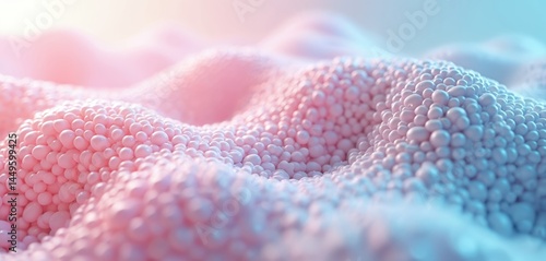 Obraz na płótnie Illustration of molecular geometry with flowing patterns, amino acid model concept. Visual art presents protein structure. Smooth gradient shapes. Abstract design with vibrant colors, soft textures. w salonie