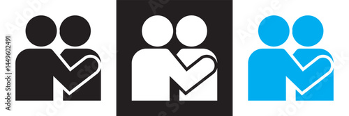 Hugs icon . Vector for websites, mobile interfaces, presentations, banner, visual branding etc. Vector illustration. isolated on white and black background. EPS 10