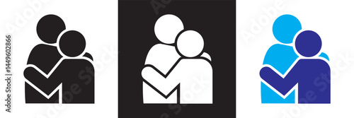 Hugs icon . Vector for websites, mobile interfaces, presentations, banner, visual branding etc. Vector illustration. isolated on white and black background. EPS 10