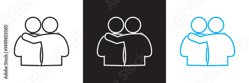 Hugs icon . Vector for websites, mobile interfaces, presentations, banner, visual branding etc. Vector illustration. isolated on white and black background. EPS 10