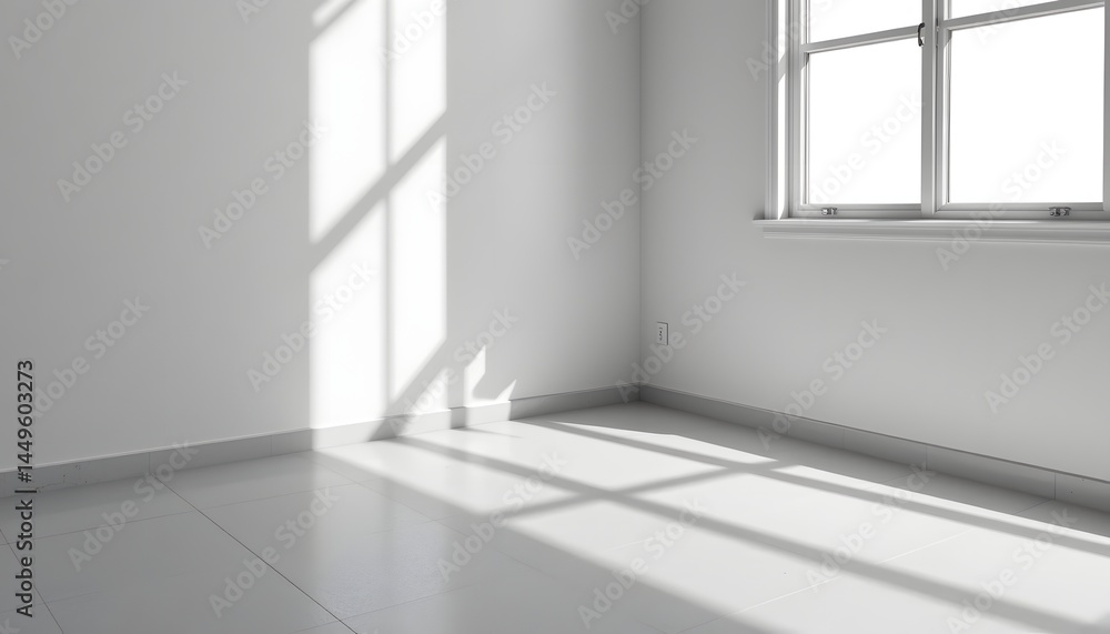 Fototapeta premium line art inspired shadow on white floor and wall.