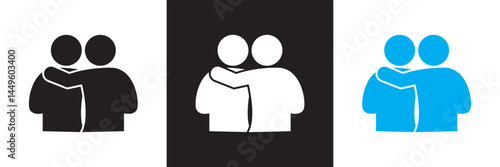 Hugs icon . Vector for websites, mobile interfaces, presentations, banner, visual branding etc. Vector illustration. isolated on white and black background. EPS 10