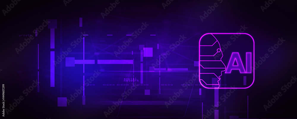 Fototapeta premium 2d illustration Artificial Intelligence (AI) concept