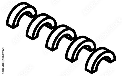 Isometric illustration of a simple line drawing of a track (400 meters)