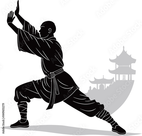 Dynamic Martial Arts Stance Illustration
