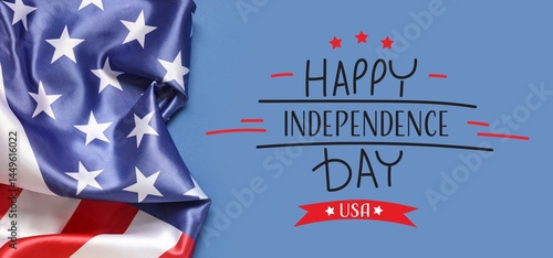 Flag of USA on blue backgro...