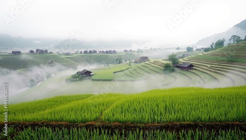 Wallpaper Mural Misty rice paddies, winding terraces Torontodigital.ca