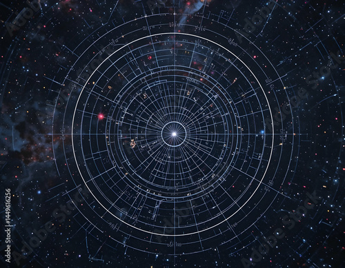 Star Chart with Galaxies and Celestial Map Overlay