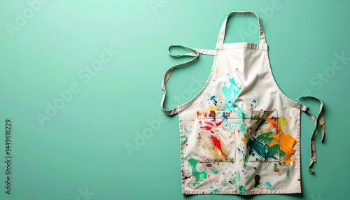 Creative painting session home studio image of art supplies bright environment top-down view artistic expression