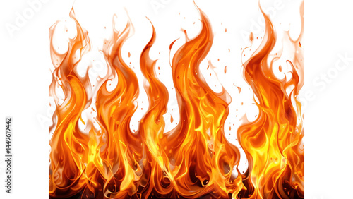 flames in varying shades of orange and yellow isolated on tranpsarent png