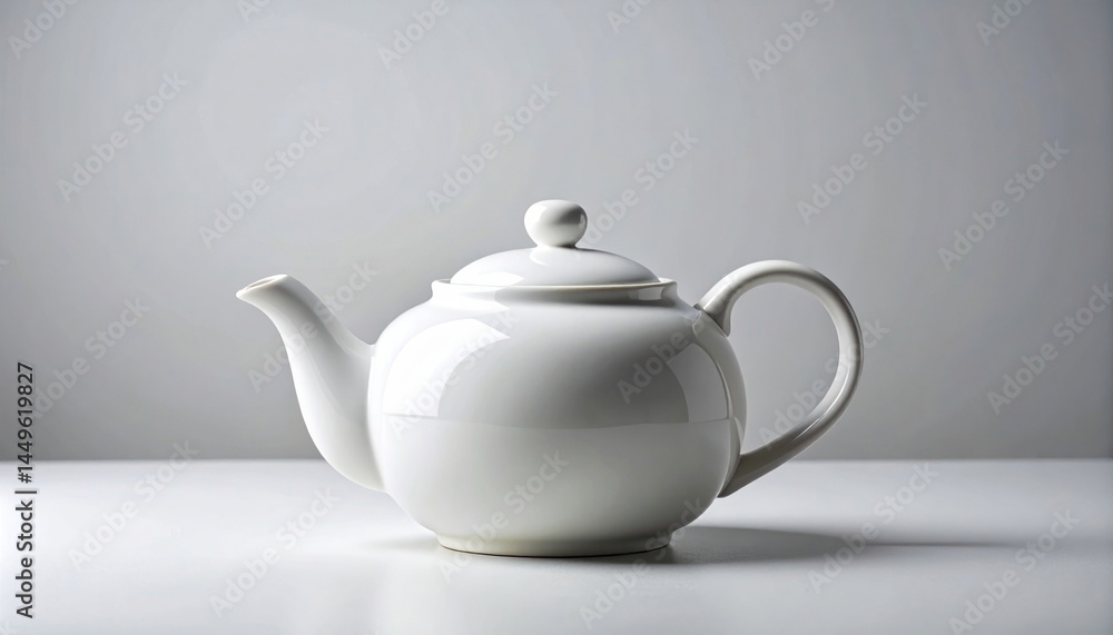 Brewing a perfect cup of tea elegant white teapot on minimalist countertop still life contemporary side view home aesthetics Brewing a perfect cup of tea elegant white teapot on minimalist countertop still life contemporary side view home aesthetics
