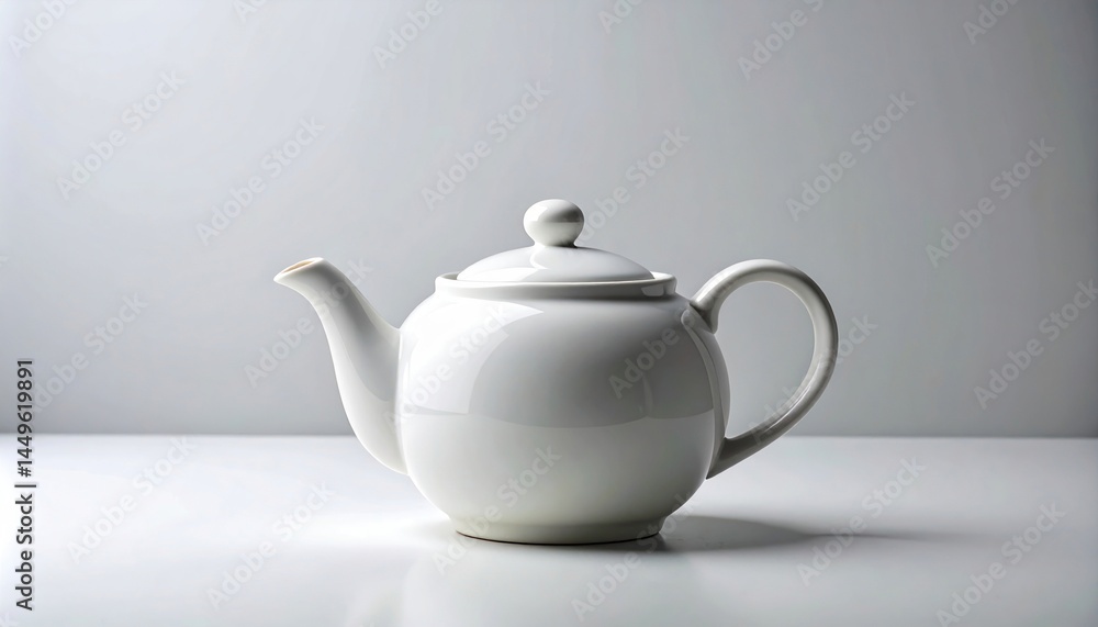 Elegant white teapot display minimalist setting product photography modern aesthetic close-up stylish home decor Elegant white teapot display minimalist setting product photography modern aesthetic close-up stylish home decor