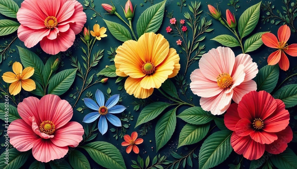 Bold blooms, lush greenery, classic tapestry weave, green, leaf Bold blooms, lush greenery, classic tapestry weave, green, leaf