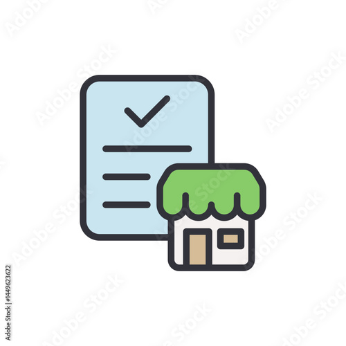Franchise document colored icons, minimalist vector illustration ,simple transparent graphic element .Isolated on white background