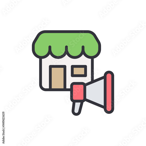Franchise marketing colored icons, minimalist vector illustration ,simple transparent graphic element .Isolated on white background