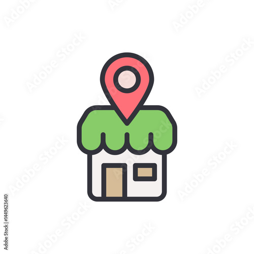 Franchise location colored icons, minimalist vector illustration ,simple transparent graphic element .Isolated on white background