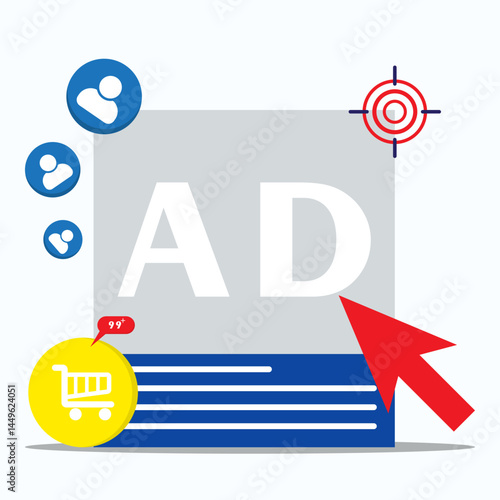 Digital advertising accuracy concept. Pay per click. Precise ad targeting to maximize sales and improve marketing performance.