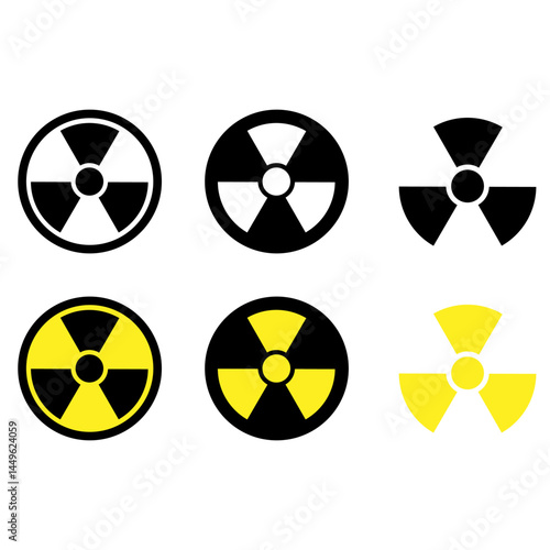 Radiation vector icon set. Radiation smoking illustration sign collection. atom symbol. chimney logo.