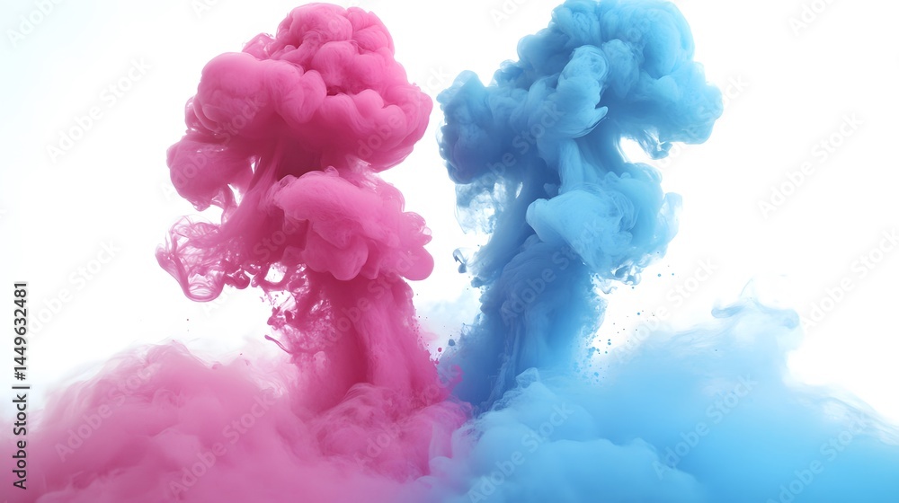Fototapeta premium Abstract Pink and Blue Ink Clouds Swirling in Water
