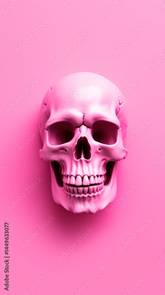 Fototapeta premium Pink aesthetic skull wallpaper purple anatomy spooky.
