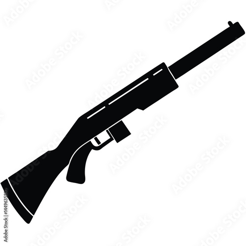 Black Silhouette of a Modern Rifle Hunting Weapon Icon