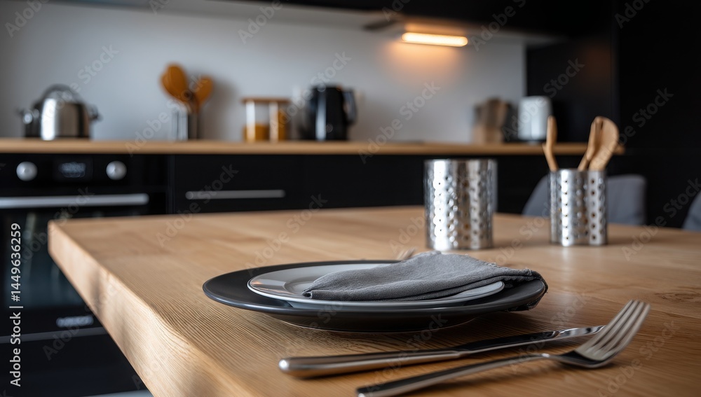 Fototapeta premium Modern kitchen table setting