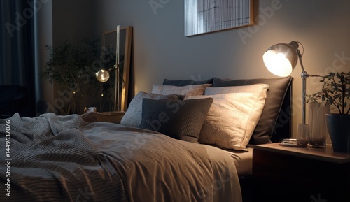 Cozy bedroom at night