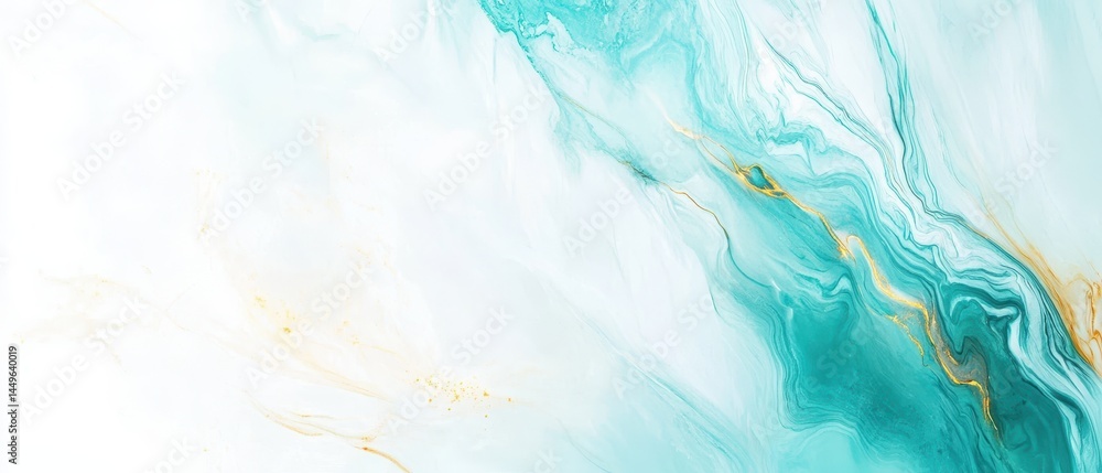 Abstract fluid painting in light teal and gold tones. Abstract fluid painting in light teal and gold tones.