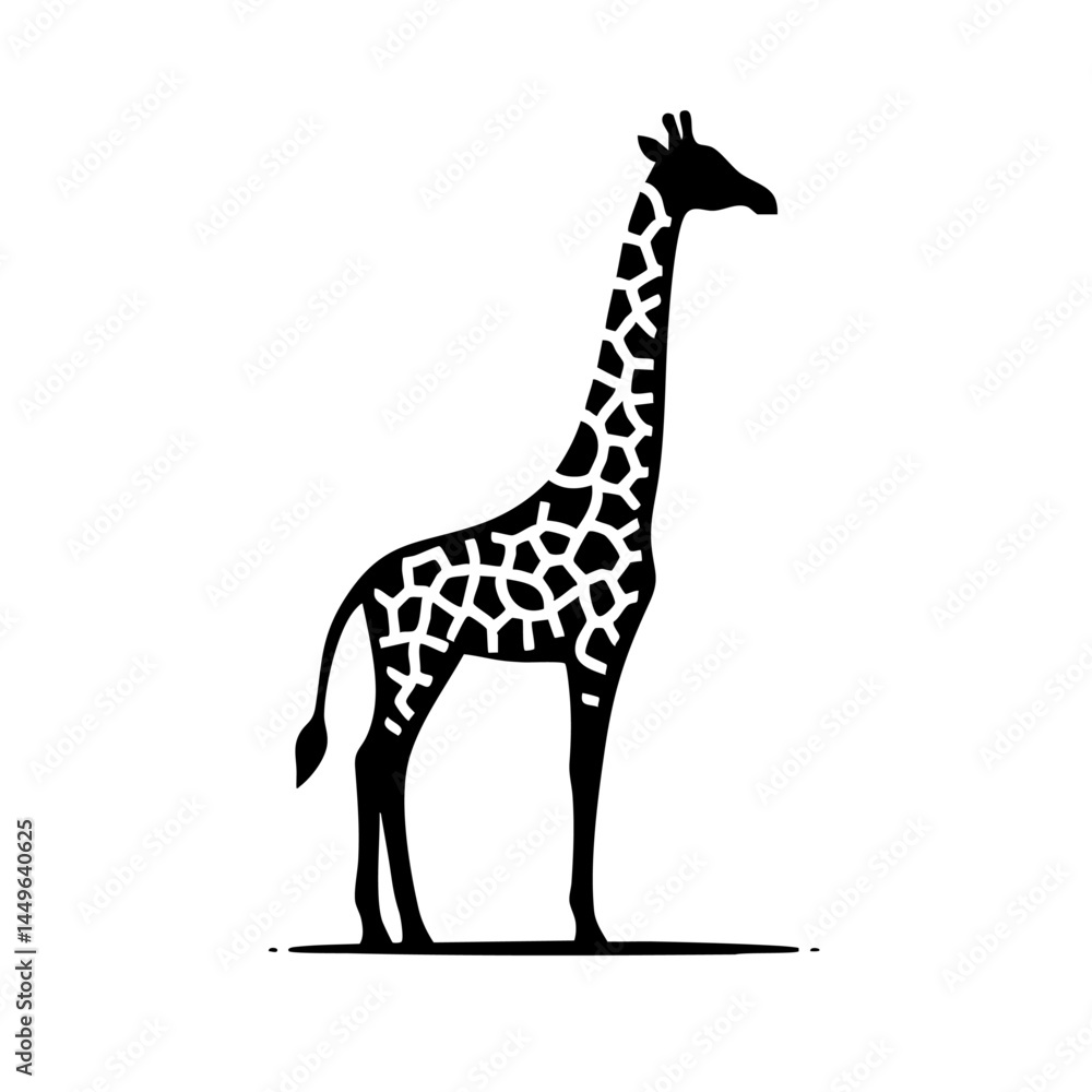 Fototapeta premium Elegant Giraffe Silhouette: African Wildlife Vector Graphic