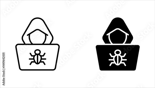 Cyber crime icon set. Cyber hackers attacks on computers, vector illustration on white background