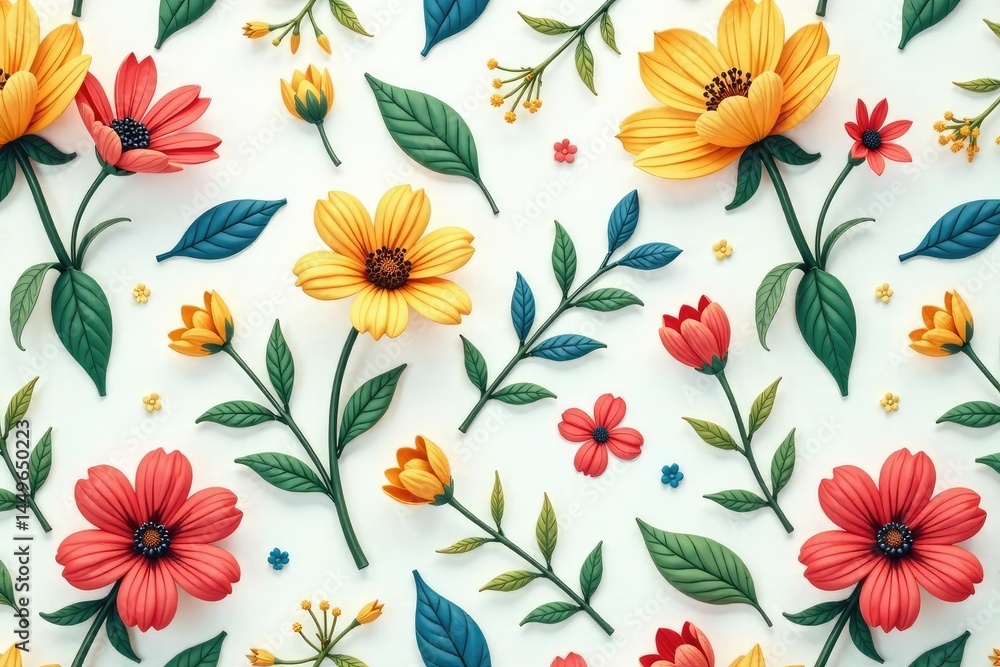 Small-scale repeating floral motif, pastel hues, art, blossom Small-scale repeating floral motif, pastel hues, art, blossom