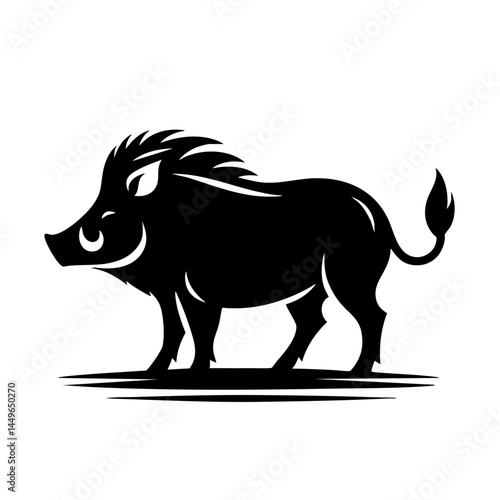 Majestic Wild Boar: A Powerful Silhouette Vector Graphic