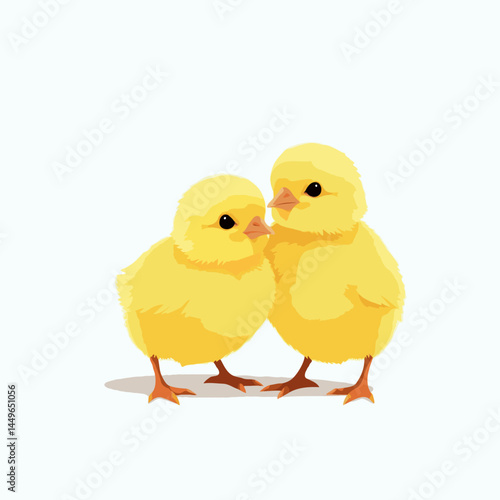 two little chicks on white background